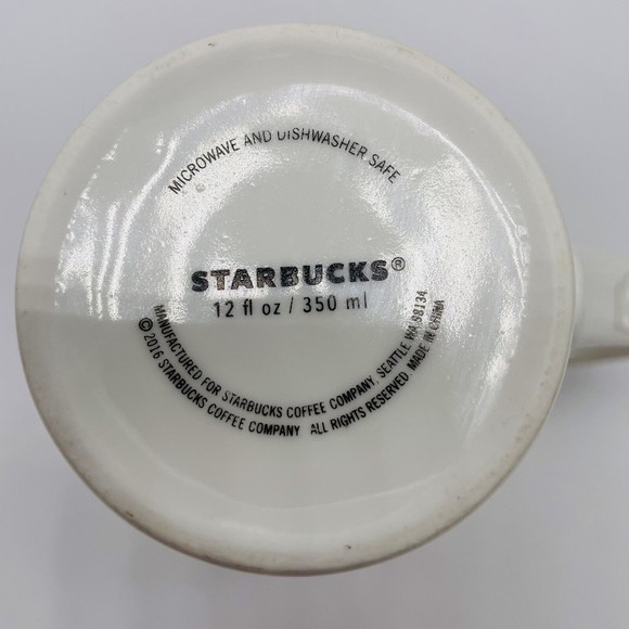 Rare Starbucks Red Hearts Valentines White Coffee Mug Tea Cup 2016 12 Oz - Picture 4 of 5